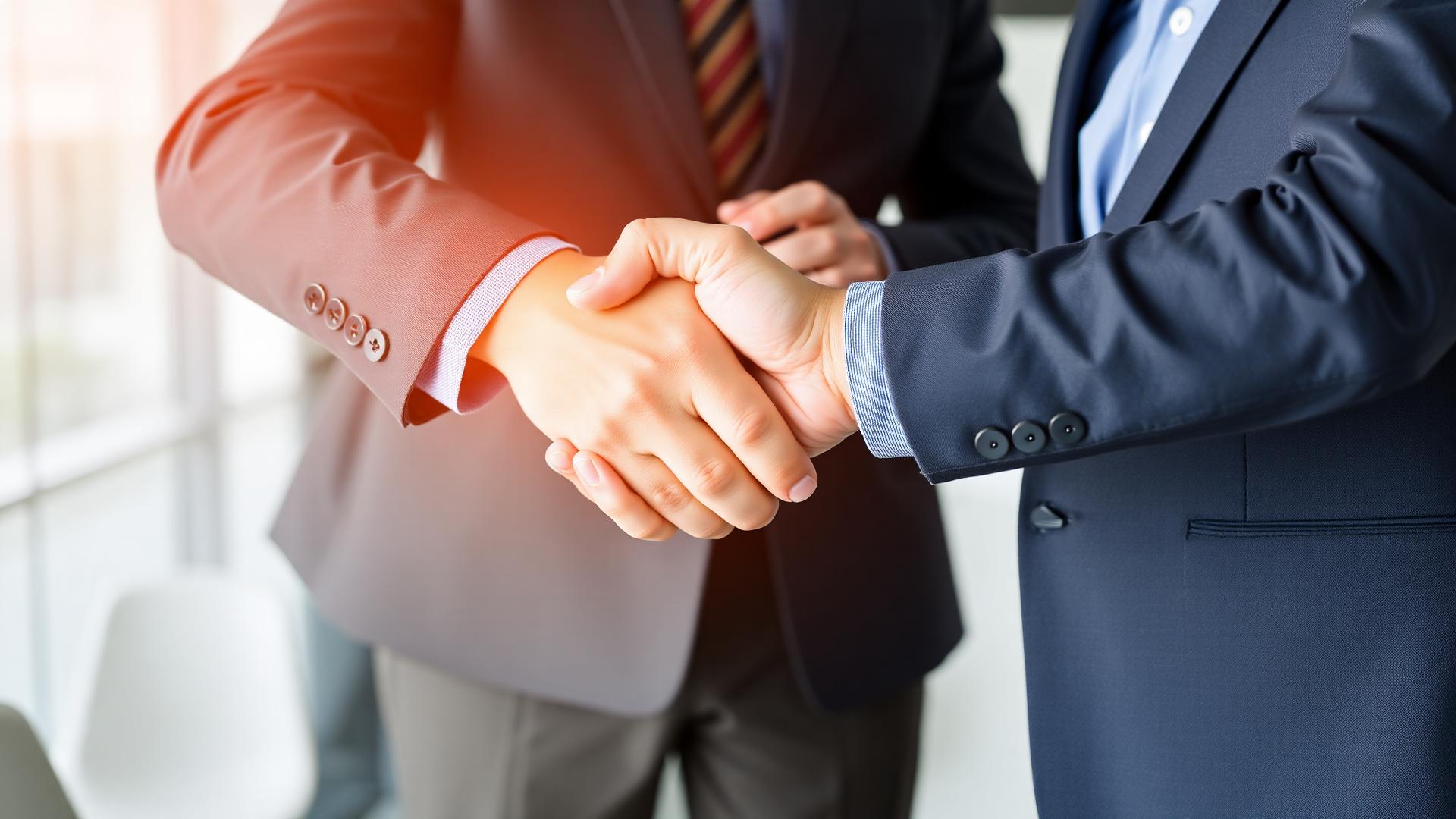 Successful startup funding handshake